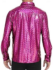preiswerte Oberteile-Disko 1980er Glänzend Metallisch Bluse / Hemd Maskerade Disco Einfarbig Herren Karnevalskostüm Maskerade Party / Abend Pride Parade Pride-Monat Erwachsene Hemd