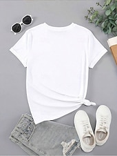 preiswerte Blumen-T-Shirt-Damen T Shirt Blumen Mohn Brautkleider schlicht Kurzarm Rundhalsausschnitt Normale Oberteile Täglich Bedruckt Weiß Sommer