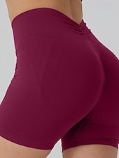 voordelige Sportshorts-Dames Joggingbroeken Chinese Korte broek Vakantie Modieus Streetwear Korte Hoge taille Effen Elastische tailleband Comfortabel Comfort Zacht Hoge Elasticiteit Voor Binnen Sportschool Yoga blauw Wijn