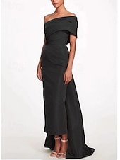 ieftine verde-Rochie de seară tip sheath Rochie elegantă de plajă nuntă Formală Bal Lungime până la podea Fără mâneci Unul umăr Taffeta Fără spate cu fundiță(țe) Rochie de mascaradă cu bretele