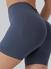 voordelige Sportshorts-Dames Joggingbroeken Chinese Korte broek Vakantie Modieus Streetwear Korte Hoge taille Effen Elastische tailleband Comfortabel Comfort Zacht Hoge Elasticiteit Voor Binnen Sportschool Yoga blauw Wijn