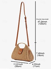 tanie Torby i torebki-Damskie Torebka Worek słomy Torba kopułkowa Słomka Impreza Święto Plaża Klamra Duża pojemność Multi Carry Jednokolorowe Khaki Beżowy
