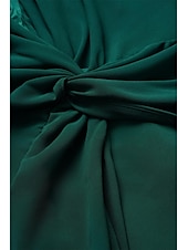 economico Abiti da festa-abito da cocktail per invitati a nozze da donna in chiffon tinta unita con volant intrecciato elegante abito lungo estivo scollo a V svasato manica a 3/4