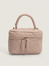levne Kabelky a tote tašky-Dámské Kabelky do ruky Večerní kabelka Box Bag PU kůže Párty Dovolená Svatebnívečírek Zip Řetízek Lehká váha Multi Carry Pevná barva Kostky Černá Bílá Růžová