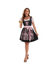 baratos Conjunto Dirndl-Oktoberfest Vestidos Dirndl Trachtenkleader Comprimento mini Oktoberfest / Cerveja Bávaro Traje Tradicional prados Mulheres Pano de Estilo Tradicional