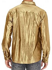 preiswerte Oberteile-Disko 1980er Glänzend Metallisch Bluse / Hemd Maskerade Disco Einfarbig Herren Karnevalskostüm Maskerade Party / Abend Pride Parade Pride-Monat Erwachsene Hemd