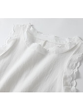 cheap White Graduation Dresses-Women&#039;s Mini Dress White Dress Graduation Dress Cotton Linen Dress Sundress Casual Vacation Daily Date Regular Fit Sleeveless Crew Neck Black White Pink Blue Summer Spring