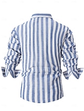 preiswerte Herrenhemd zum Knöpfen-Herren Hemd Sommerhemd Strandbekleidung Knopfhemd Hellrosa Schwarz Rosa Himmelblau Dunkelgrau Langarm Gestreift Kragen Urlaub Kreuzfahrt Bekleidung Mode Freizeit Hawaiihemd