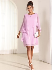 economico Abiti da festa-abito da donna manica a pipistrello chic rosa pastello scollo rotondo vestibilità comoda leggero casual moda estiva lunghezza sopra il ginocchio