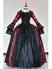 Недорогие Платья-Рококо Викторианский стиль Эпоха возрождения В пол Платья Костюм для вечеринки Маскарад Большие размеры Нормальная Буфф / баллон Вспышка рукава Принцесса Кружева Тюль Винтаж С пышной юбкой