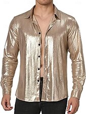 preiswerte Oberteile-Disko 1980er Glänzend Metallisch Bluse / Hemd Maskerade Disco Einfarbig Herren Karnevalskostüm Maskerade Party / Abend Pride Parade Pride-Monat Erwachsene Hemd