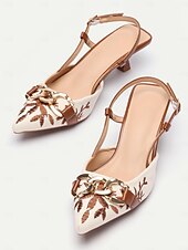 billiga Formell-Dam Klackar Heeled Mules Semester Fest Arbete Blommig Broderad Stilettklack Spetsig tå Elegant bohemliv Mode Denim Imitationsläder Loafers Svart Silver Brun