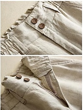 cheap Pants-Women&#039;s Cotton Linen Pants Pants Trousers Fashion Long Plain Side Pockets Breathability Comfortable Inelastic Casual Daily Black White Beige Spring &amp; Summer Regular Fit