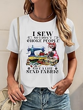 olcso Humor és idézetek póló-Női Póló Cica Szöveg Vicces szleng Alkalmi Rövid ujjú Terített nyak Normál felsők Napi Nyomtatott Fehér Nyár