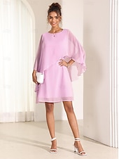 economico Abiti da festa-abito da donna manica a pipistrello chic rosa pastello scollo rotondo vestibilità comoda leggero casual moda estiva lunghezza sopra il ginocchio