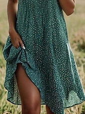 economico Abiti a camicia-mini abito da donna a pois con volant e orlo a camicia, casual, quotidiano, manica corta, estivo