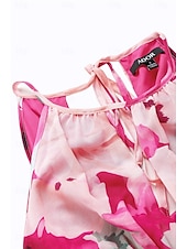 cheap Elegant Floral Dresses-Women&#039;s Maxi Dress Sleeveless Halter Neck Floral Pink White Pleated Belted Lightweight Spring Summer Wedding Party Elegant Flowy Full-Length Clothing Apparel