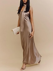 economico Abiti da sposa-Abiti da matrimonio per invitati in stile Sheath abito elegante formale black tie lunghezza totale senza maniche senza spalline in charmeuse con spalline 2025