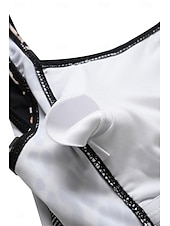 baratos Fatos de Banho 1 Peça-Maiô Feminino de Uma Peça Controle de Barriga Decote Canadense Painéis com Estampa de Leopardos Costas Nadador Ruchado Moda de Verão Praia Secagem Rápida Tecido Stretch Tamanho Completo Maiô Preto