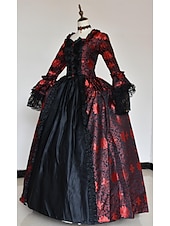Недорогие Платья-Рококо Викторианский стиль Эпоха возрождения В пол Платья Костюм для вечеринки Маскарад Большие размеры Нормальная Буфф / баллон Вспышка рукава Принцесса Кружева Тюль Винтаж С пышной юбкой