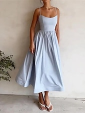 olcso Ballagási ruhák-Női Maxiruha Fehér ruha Ballagási ruha hétköznapi ruha Swing ruha Elegáns Utcai sikk Maxi Vakáció Utca Szabadság Normál Ujjatlan Pántos Fehér Arcpír rózsaszín Medence Bíbor Nyár