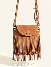 levne Tašky přes rameno-Dámské Crossbody kabelka Taška přes rameno Kbelík Bag Hobo taška PU kůže Denní Dovolená Plážové Třásně Lehká váha Pevná barva Černá Hnědá