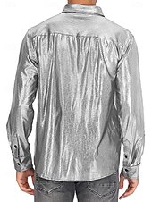 preiswerte Oberteile-Disko 1980er Glänzend Metallisch Bluse / Hemd Maskerade Disco Einfarbig Herren Karnevalskostüm Maskerade Party / Abend Pride Parade Pride-Monat Erwachsene Hemd