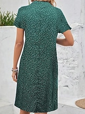 economico Abiti a camicia-mini abito da donna a pois con volant e orlo a camicia, casual, quotidiano, manica corta, estivo