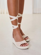 abordables Sandalias de Vacaciones-Mujer Sandalias Sandalias con cordones Sandalias con tiras Playa de Boho Sandalias con Cuña Tacón Cuña Bohemia Vacaciones Moda Ante Sintético Cordones Beige