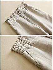 cheap Pants-Women&#039;s Cotton Linen Pants Pants Trousers Fashion Long Plain Side Pockets Breathability Comfortable Inelastic Casual Daily Black White Beige Spring &amp; Summer Regular Fit