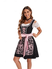baratos Conjunto Dirndl-Oktoberfest Vestidos Dirndl Trachtenkleader Comprimento mini Oktoberfest / Cerveja Bávaro Traje Tradicional prados Mulheres Pano de Estilo Tradicional