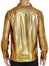 preiswerte Oberteile-Disko 1980er Glänzend Metallisch Bluse / Hemd Maskerade Disco Einfarbig Herren Karnevalskostüm Maskerade Party / Abend Pride Parade Pride-Monat Erwachsene Hemd