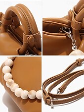 olcso Kézitáskák és bevásárlótáskák-Női Kézitáska Crossbody táska Válltáska Estélyi táska Csuklótáska PU bőr Parti Menyegző Tengerpart Akril Lánc Ráncok Bővíthető Multi Carry Tömör szín Fekete Fehér Sárga