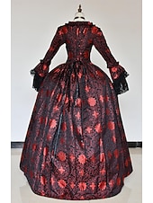 Недорогие Платья-Рококо Викторианский стиль Эпоха возрождения В пол Платья Костюм для вечеринки Маскарад Большие размеры Нормальная Буфф / баллон Вспышка рукава Принцесса Кружева Тюль Винтаж С пышной юбкой