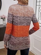 billige Plain t-skjorte-Dame Tunika Nyanse Grafisk Stripet Elegant Årgang Stilfull Langermet Crew-hals Vanlige topper Daglig Knapper Rød Blå Oransje Vår Høst