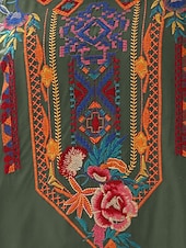 billige Kvinnenes ferietopper-Dame Bluse Geometrisk Bohem 3/4 ermer V-hals Vanlige topper Daglig Broderi Svart Hvit Gul Rød Blå Sommer