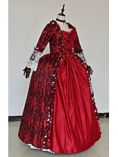 Недорогие Платья-Рококо Викторианский стиль Эпоха возрождения В пол Платья Костюм для вечеринки Маскарад Большие размеры Нормальная Буфф / баллон Вспышка рукава Принцесса Кружева Тюль Винтаж С пышной юбкой