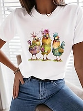 abordables T-shirt Animaux-T-shirt femme 100% coton quotidien décontracté manches courtes blanc été