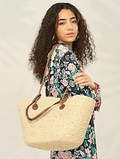 ieftine Genți Totes-geantă tote mare de damă boho chic cu bretele din piele, perfectă pentru ieșirile la plajă și zilele casual de vară