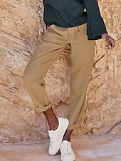 abordables Pantalon droit-Femme short capri Casual Quotidien Longue Plein Cordon Poches latérales Respirabilité Confortable Non Elastique Fin de semaine Noir Kaki Gris Printemps été Standard