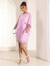 economico Abiti da festa-abito da donna manica a pipistrello chic rosa pastello scollo rotondo vestibilità comoda leggero casual moda estiva lunghezza sopra il ginocchio