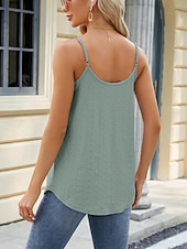 olcso Egyszerű tartály-Női Top Camisole Ráncolt Rövid Ujjú Rendszeres Felsők U Nyak Napi Fehér Rózsaszín Kék Zöld Nyár