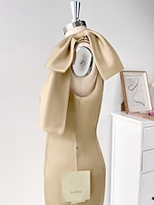 preiswerte SCHWARZ-Meerjungfrau Abendkleid Elegantes Kleid Formeller Hochzeitsgast Knöchellang Ärmellos Eine Schulter Satin mit Schleife(n) Schlitz Maskeradenkleid 2025