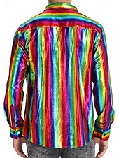 preiswerte Oberteile-Disko 1980er Glänzend Metallisch Bluse / Hemd Maskerade Disco Einfarbig Herren Karnevalskostüm Maskerade Party / Abend Pride Parade Pride-Monat Erwachsene Hemd