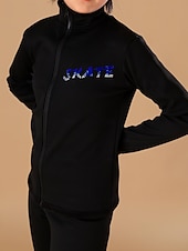 abordables Roupa de Treino de Patinação Artística-Figure Skating Fleece Jacket Figure Skating Pants Figure Skating Jacket with Pants Women's Girls' Ice Skating Jacket Tights Outfits Black Dusty Rose Light Purple Patchwork Thumbhole Spandex Stretchy