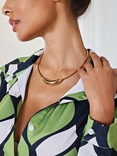 abordables Collier pour femme-Collier Pendentif Dorée Acier au titane Elégant Mode Rond Forme irrégulière