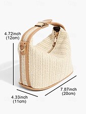 voordelige Handtas &amp; Draagtassen-Dames Handtas Schoudertas Doos Zak Strozak Stro Feestdagen Strand Reizen Gesp Ketting Lichtgewicht Multi-dragen Effen Kleur Bruin Beige