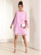economico Abiti da festa-abito da donna manica a pipistrello chic rosa pastello scollo rotondo vestibilità comoda leggero casual moda estiva lunghezza sopra il ginocchio