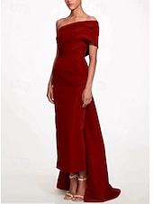 ieftine verde-Rochie de seară tip sheath Rochie elegantă de plajă nuntă Formală Bal Lungime până la podea Fără mâneci Unul umăr Taffeta Fără spate cu fundiță(țe) Rochie de mascaradă cu bretele
