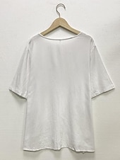 preiswerte Hemden-Damen Übergröße Leinen-inspirierte Hemden T Shirt Einfach Täglich Kurzarm Rundhalsausschnitt Normale Oberteile Täglich Knöpfe Weiß Frühling Ganzjahres